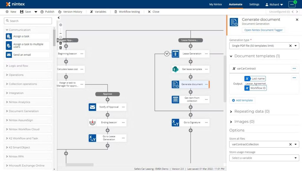 Concepteur de processus dans le Workflow app Nintex